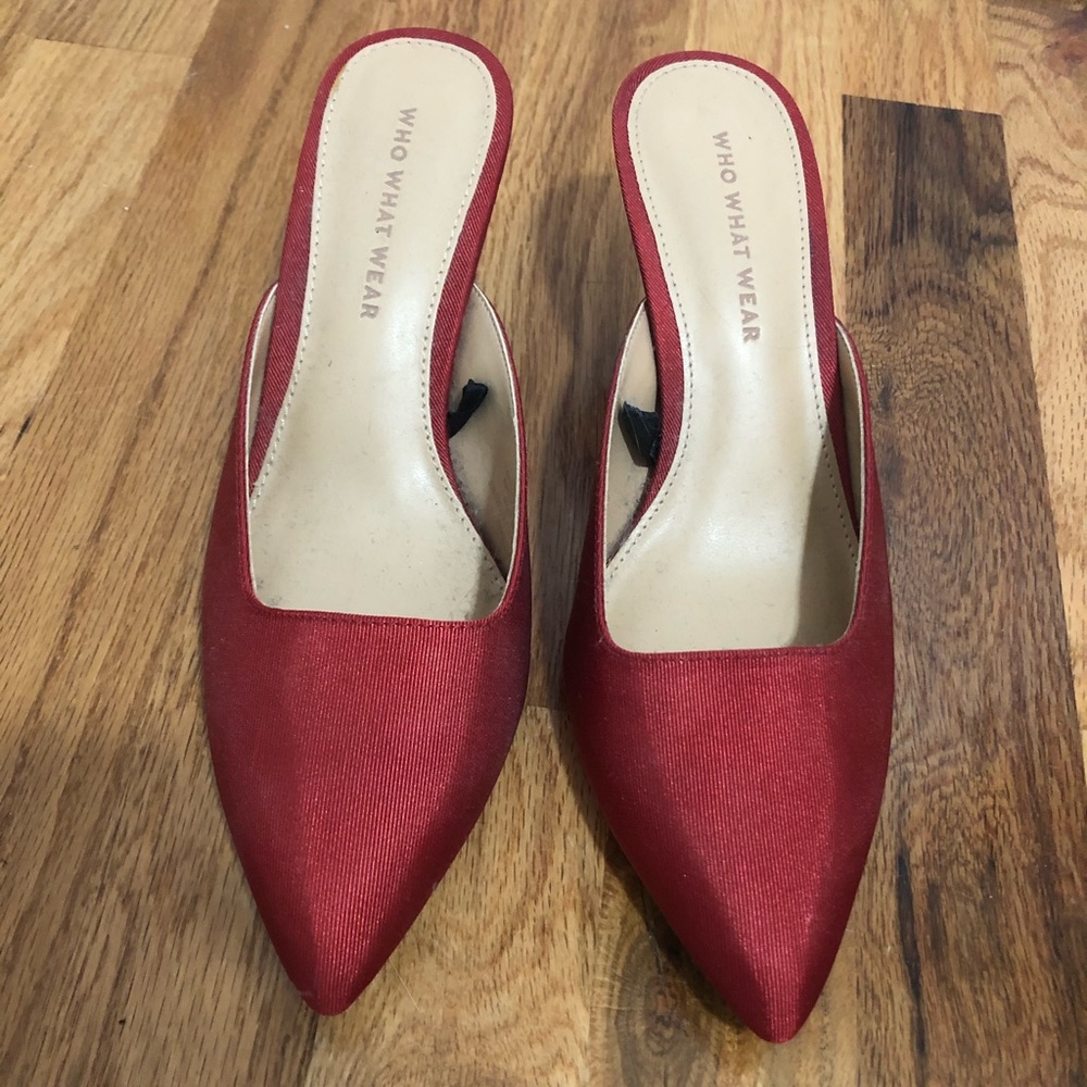 Red kitten heels